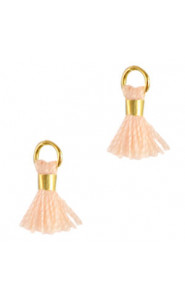Ibiza style mini Tassel 0.7cm Gold-rose petal pink